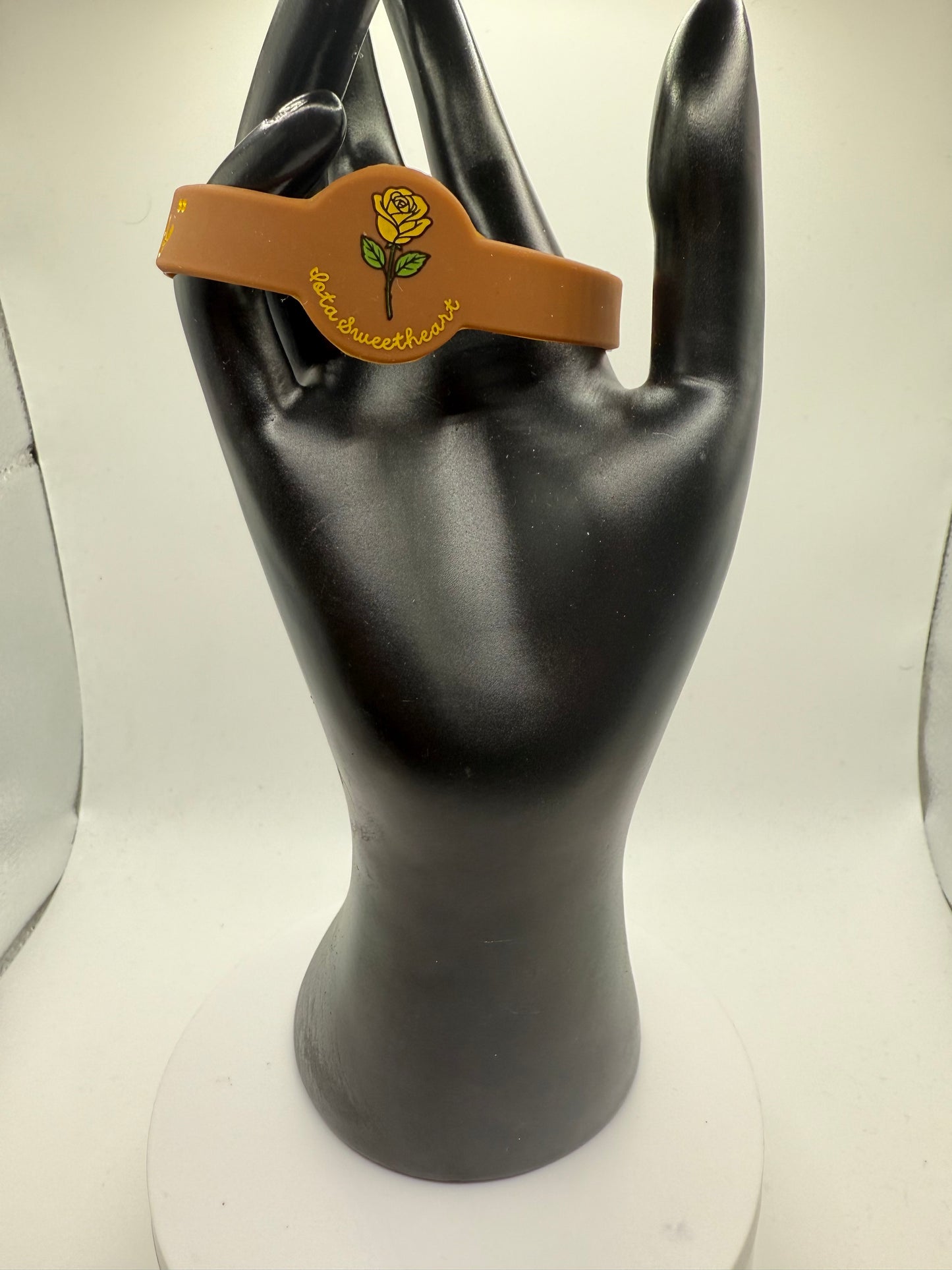 Iota Sweetheart Yellow Tea Rose “It Takes a Special Lady” Brown wristband