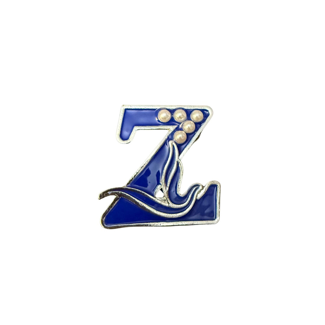 Zeta Phi Beta Dove with 5 Pearls Royal Blue Brooch