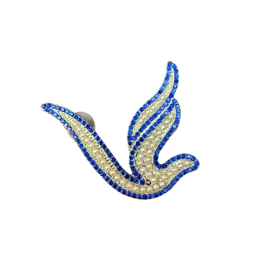 Zeta Phi Beta Dove Clear & Royal Blue Diamond Brooch