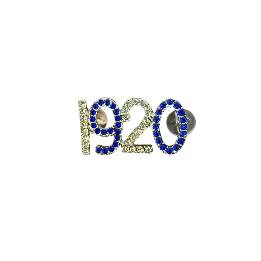 Zeta Phi Beta 1920 Clear & Royal Blue Diamond Brooch