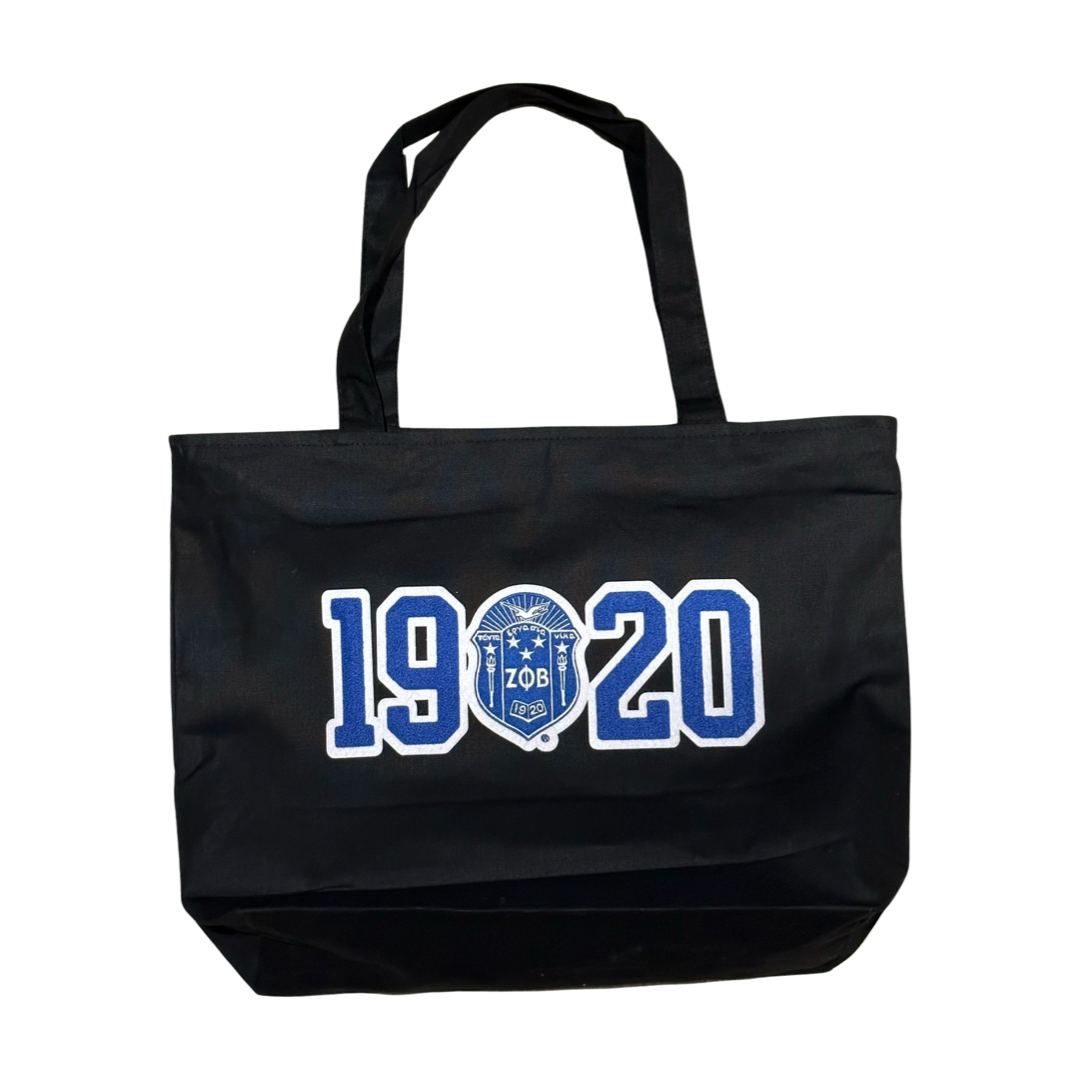 Zeta Phi Beta Zippered Tote Bag (with chenille patch)