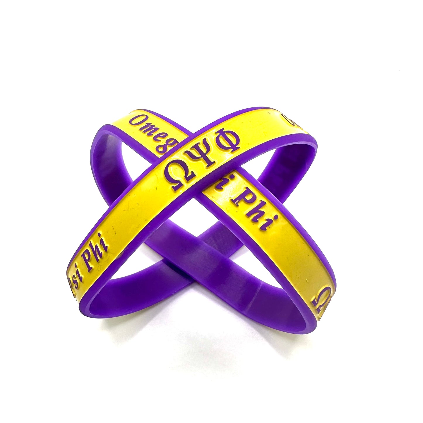 Omega Psi Phi gold shaded wristband